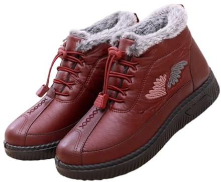 YGSIKY Botas de nieve cortas para mujer, de talla grande, aisladas, acolchadas gruesas y antideslizantes, para caminar en invierno para personas de mediana edad y ancianos, Red, 39 EU