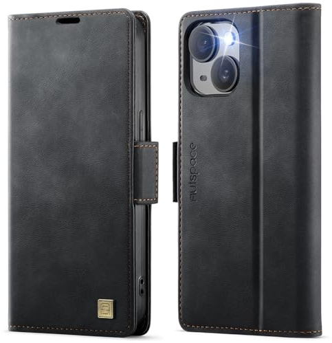Teeirllim Funda para iPhone 14 Plus, Funda Billetera de Cuero PU Bloqueo RFID, Cierre Magnético, Soporte Plegable, Ranura para Tarjeta Carcasa Case Cover, Negro