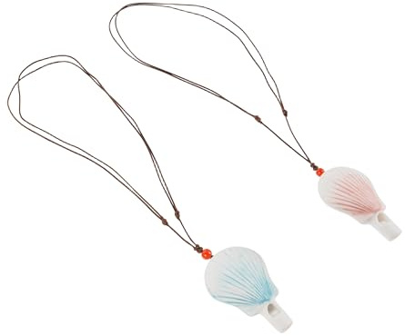 POPETPOP Lot de 2 set de Sifflets à Eau en Céramique Fantaisie Forme Oiseau Couleurs Rose Coquillage et Bleu Jouets Sifflets Musicaux pour Fêtes D’Anniversaire et Festivals