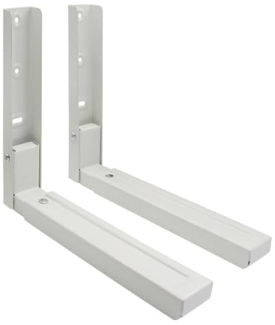 Kivivaka Soporte de pared para microondas, estante de acero, brazos extensibles, 25 kg, soporte de carga compatible con la mayoría de microondas, 2 unidades, color blanco