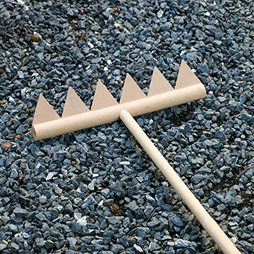 Rastrillo de jardín zen grande de 122 cm de largo, 6 dientes de sierra, rastrillos de jardín japonés para exteriores, tamaño completo, para meditación, roca, arena, jardín, zen, accesorios de madera