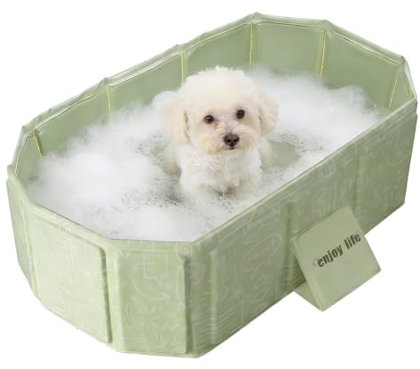 Wenceda Foldable Dog Pet Bath Pool Collapsible Pet Bathing Tub 29.5×17.7 Inches Dogs Cats Swimming Bathtub PVC Non-Slip Puppy Shower Pool