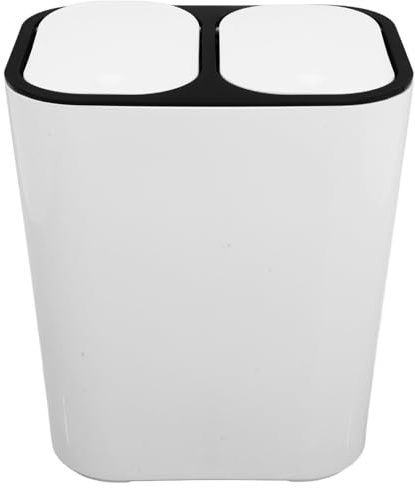 Milisten Poubelle Blanc Pp Cuisine Couvercle Double Compartiment | Tri Sec et Humide, Grosse Ouverture Pratique, Gain de Place, Usage Maison et École