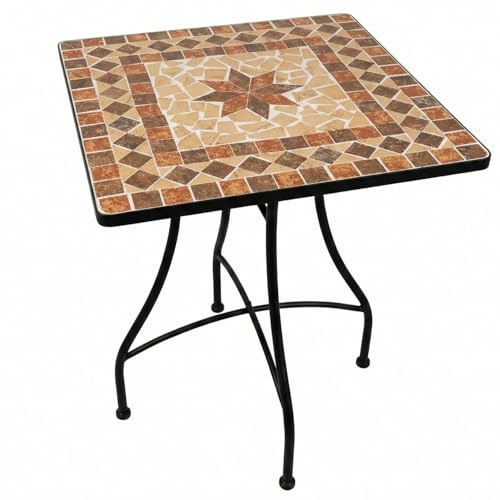 Mosaik Gartentisch Balkontisch Eckig 60 cm Mosaiktisch Mediterran Beistelltisch Mosaik Gartentisch viereckig