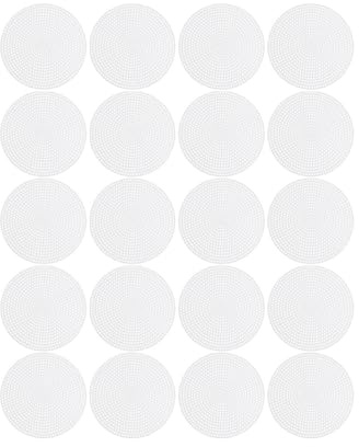 OATIPHO Plastic Canvas Rotondo Bianco 20 Pezzi, Rete Plastica Multiuso per Ricamo a Punto Croce, per Lavoretti Fai da Te Fondo Tessuto e Bordo Imbottitura