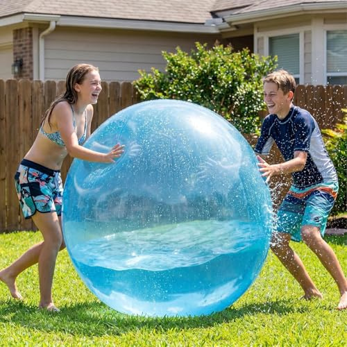GYHWOFUL Bubble Ball XXL 120cm, Aufblasbarer Wasserball Groß aus TPR, Transparenter Bubble Ball für Kinder & Erwachsene, Elastischer Wasserball Aufblasbar für Garten, Strand & Outdoor Party