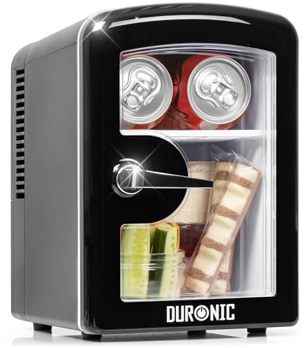 Duronic MFW4 BK Mini Enfriador Portátil, 4 L, 42 W, Frío y Calor, Oficina | Conexión AC DC, Capacidad 6 Latas para Bebidas Snacks, Cosméticos, Medicamentos, Coche, Camping, Caravana