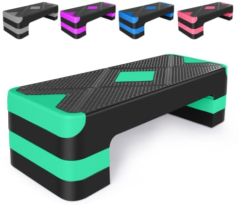 Fitness Aerobic Step mit 3 Höhenstufen, Anti-Rutsch-Oberfläche, 68,5 x 27,94 cm, bis 250 kg belastbarer Stepper für Heimtraining, Cardio & Gymnastik (Grün)