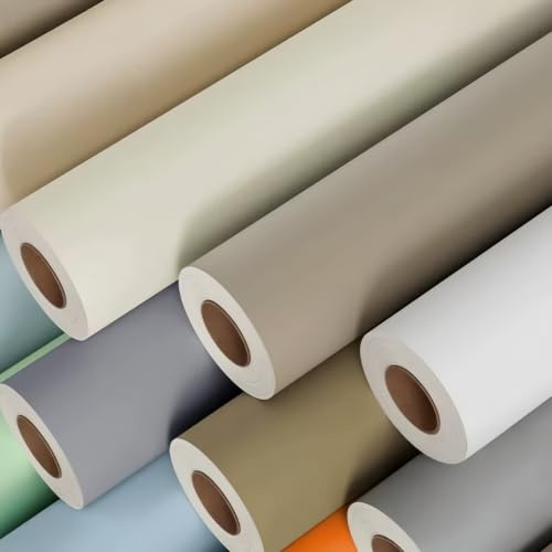 Purzen Película Gabinetes Acabado Mate Autoadhesiva Papel Tapiz para Pegar 60X300cm,Blanca