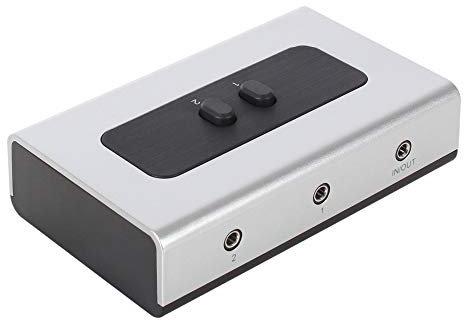 2 PORT 3.5mm STEREO Manual Switch Box AUX Audio Speaker selector(Wall Mount Hole Built-in, wall or table available)