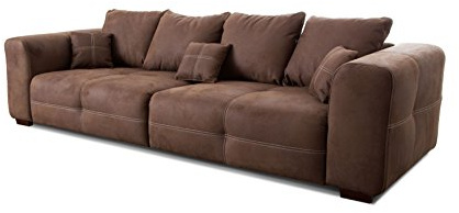 CAVADORE - Divano grande Mavericco XXL dal design moderno, inclusi i cuscini dello schienale e i cuscini decorativi, 287 x 69 x 108 cm (L x A x P), microfibra, colore marrone