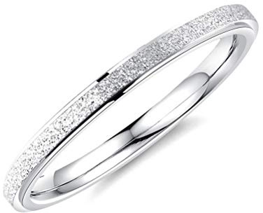 OAKKY 2MM Frotter Mariage Bande Bague Femme Acier Inoxydable Argent Taille 52