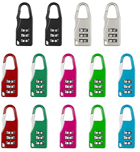 Dadabig 14 Stück Kofferschloss Set Kleine 3-stellige Reiseschloss Gepäckschlösser mit Zahlencode Koffer Kabelschloss Kombinationsschloss für Reisen Reisekoffer Rucksäcke Lockers Case Gepäck (7 Farbe)