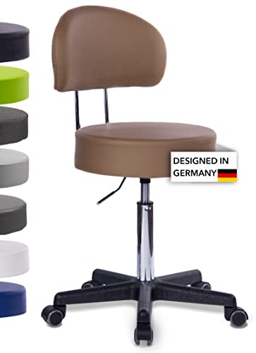1stuff Rollhocker Squash 40 mit Rückenlehne, Sitzhöhe ca. 51-71cm (Braun)