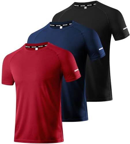 Boyzn Lot de 1, 3, 5 ou 7 t-shirts d'entraînement pour homme, T-shirt à séchage rapide avec évacuation de l'humidité, t-shirts à manches courtes pour le gymnase et l'athlétisme, Taille S