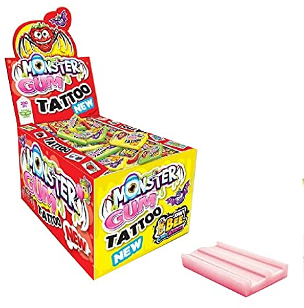 GOMME DA MASTICARE MONSTER GUM TATUAGGI JOHNYBEE 200 PZ TATTOO TATUAGGI