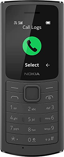 Nokia 110, 1.8 Inch S30+ Feature Phone with 4G VoLTE Connectivity, Up to 32GB External Memory, 1020mAh Removable Battery, Camera, FM Radio (Wired and Wireless Dual Mode) - Black