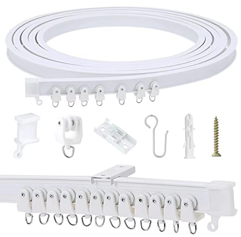 Flexible biegbare Deckenvorhangschiene, 5 m, Deckenhalterung, für Vorhangschiene mit Schienenvorhangsystem, Wohnmobil-Vorhang-Abstandhalter, Vorhang-Deckenschiene, Weiß