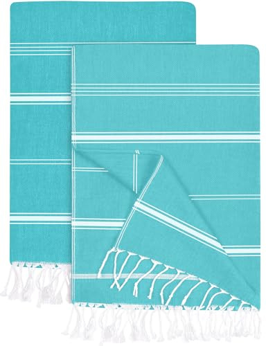 Utopia Towels 2er-Pack Hamamtuch Strandtuch Groß 100x180 cm Saunatuch aus 100% Baumwolle saugfähige und leichte türkische Strandtücher und Poolhandtücher (Teal)