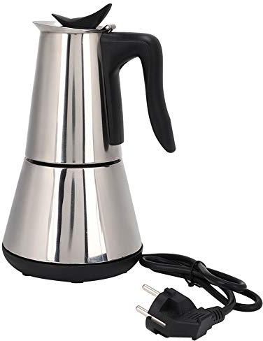 Ntcpefy Hornillo Eléctrico Cafetera Expreso Moka 6 Tazas de Acero Inoxidable Con Enchufe Europeo