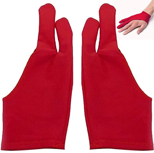 Danlai 2pc Artist Glove Two-finger Drawing Glove Right and Left Hand Anti-fouling Digital Draw Glove for Drawing Tablet
