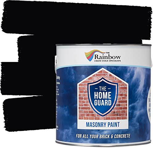 Rainbow Chalk Markers Masonry Paint - 2.5L Warm Black | Non-Toxic & Water-Based Exterior Masonry Paint for Outdoor Weather Protection | Anti-Cracking & Flaking, Smooth Brickwork | Opaque Matte Finish