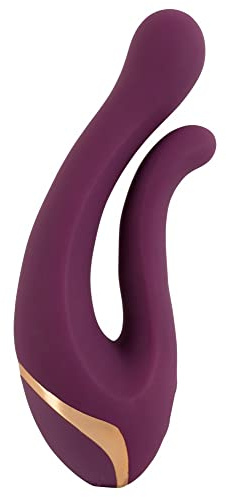 ORION Doppel-Vibrator - intensiver Stimulator für Frauen, mit 10 Vibrationsmodi, zur klitoralen, vaginalen oder analen Stimulation, lila/rosegold