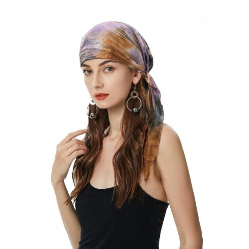 ZLYC Damen Chemo Turban Mütze Vorgebundenes Kopftuch Headwraps Leichte Hut | Leicht Atmungsaktiv
