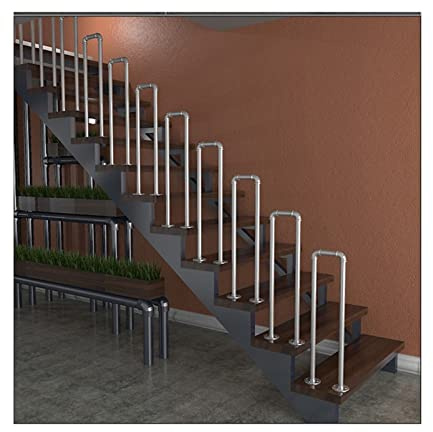 Ringhiera per tubi zincati in ferro battuto a forma di U Ringhiera per scale in metallo per esterni per gradini interni, soffitte, hotel, terrazze o balconi, corrimano di sicurezza nei corri