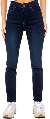 989Zé ENZO Ladies Jeans Stretch Slim Straight Leg Cotton Casual Denim Pants with Pockets