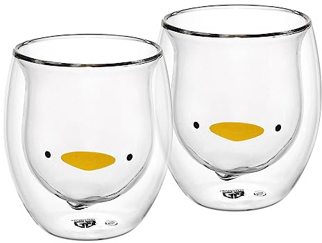 GRÄWE Doppelwandige-Thermogläser, 285ml, 2er Set, Motiv Ente