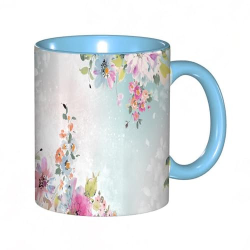Kaffeebecher Mug,Aquarell Rose Pfingstrose Paisley gestreifte Blume,kaffeebecher porzellan, tasse Füllmenge 330 ml - sehr interessante bedruckte Teetassen