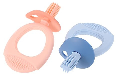 GLEAVI 2 Stück Silikon Lernzahnbürste Weich Bpa Frei Mit Reinigungsbox Backenzahnspielzeug Zahnpflege Für Kleinkinder