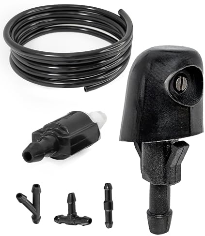 Click&Fit Universal Rear Glass Washer Nozzle Repair kit compatible with SUV Vans cars Ford Honda Nissan Toyota Hyundai Subaru – Back Wiper Sprayer Jet with hose, check valve, connectors