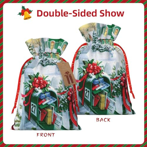 Premium Drawstring Burlap Christmas Mailbox And Gifts Gift Bag Small Candy Bags Burlap Sack Candy Cookies Sweet Pouch Goody Bags For Kids Holiday Xmas Party Favors