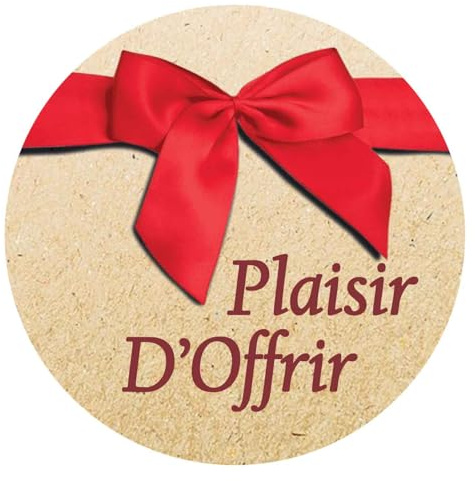 36 étiquettes cadeaux Ø 3,5 cm PLAISIR D'OFFRIR (nœud) autocollantes