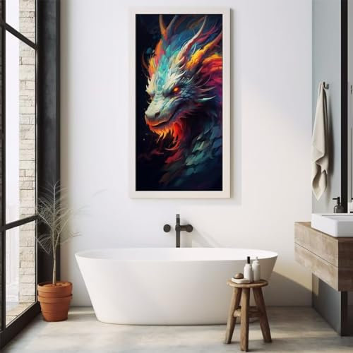 Diamond Painting Bunter Drache Diamond Painting Erwachsene, Groß xxl 170 X 85 cm, 5D Diamant Painting Bilder, DIY Malen Nach Zahlen Erwachsene, Crystal Arts Craft, Wand Deko Aesthetic Geschenke,C64