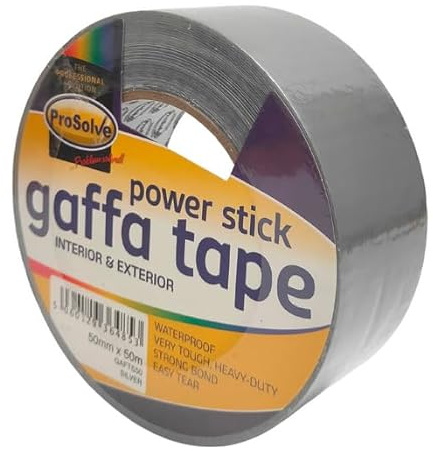ProSolve 50mm x 50m Waterproof Gaffa Tape Roll - Gaffa Cloth Tape for Multipurpose Use (2, SILVER)
