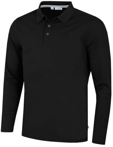 Calvin Klein Mens Long Sleeve Campus Polo Shirt - Black - XL