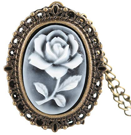 KQISANGM Montre De Poche Vintage Montre De Poche À Quartz Jolie Fleur Dame Collier pour Femmes Dames Copines Filles Cadeaux Vintage Pendentif Bijoux Chaîne Montres, Style 02, Chaîne 78 Cm (30,7 Pouce