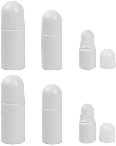Azonelife 6 Piezas Botellas con Rodillo Vacías para Aceites Esenciales, Aceite Esencial Botella Vacío, Blanco Rellenables Roll on Botellas de Plástico para Perfumes, Cosméticos, 30ml/50ml/60ml