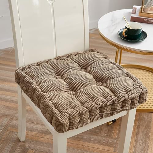 4er Set Stuhlkissen, Sitzkissen 40 * 40cm für Indoor und Outdoor, Bodenkissen, aus 100% Baumwolle Polsterung Steppkissen/Bodenkissen, Festes Bodenkissen,Yogakissen, Haustierbett, Nuanyang-Kaffee