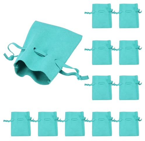 QUARKZMAN 12pz Sacchetto per Gioielli in Microfibra 3,5 × 2,7 Pollici, Mini Bustine per Gioielli con Coulisse per Sacchetto Regalo Gioielli Piccoli Collana Orecchini Bracciale, Blu