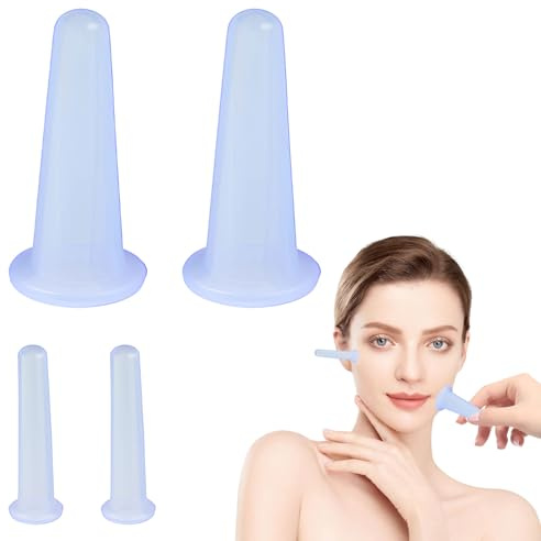 Set di coppettazione facciale in silicone blu, kit per coppettazione facciale sottovuoto, set per coppettazione facciale, coppettazione facciale per viso, coppette anticellulite per rilasciare fascia,