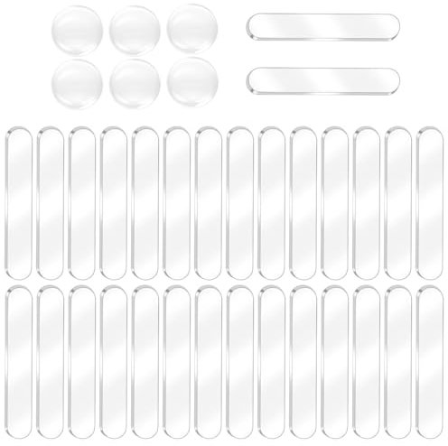 6 Pezzi fermaportare Maniglia Trasparenti Rotondi in Gomma e 30 Pezzi Rettangolo Gommini Silicone, fermaportare Paraurti da Parete e Maniglia a Muro, Paracolpi Porta