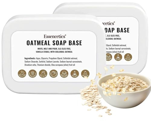 Essencetics 2.2 kg Organic Oatmeal Soap Base for Soap Making - SLS & SLES Free - Glycerin Soap Raw Soap for Soap Casting - Make Your Own Soap with Soap Block - Melt and Pour Soap Base