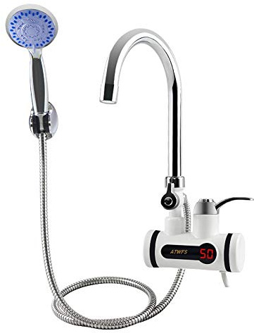 Instant Electric Hot Water Heater Faucet for Kitchen and Bathroom Tankless Shower Tap with Heating Function (Lateral Big)