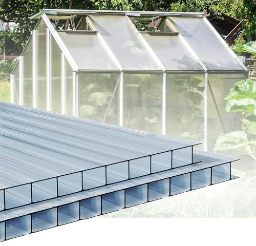 20 Pezzi A Doppia Parete In Policarbonato For Serra, Pannelli Isolanti For Esterni, For Illuminazione Diurna, For Tettoia Da Garage For Balcone, Facile Da Piegare E Tagliare(Clear,1.05X1m-6mm)