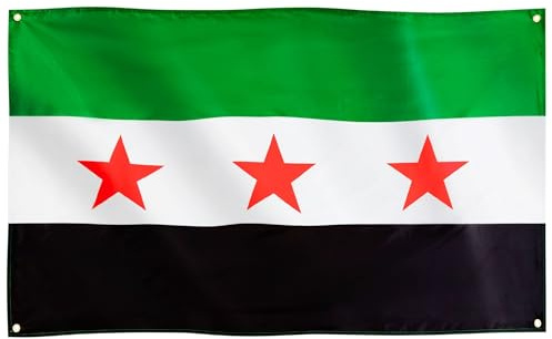 Runesol Syrien Flagge, 91 x 152 cm, 3 x 5 Fuß, Flaggen der Syrischen Armee, Flagge der Syria Revolution, Ösen in jeder Ecke