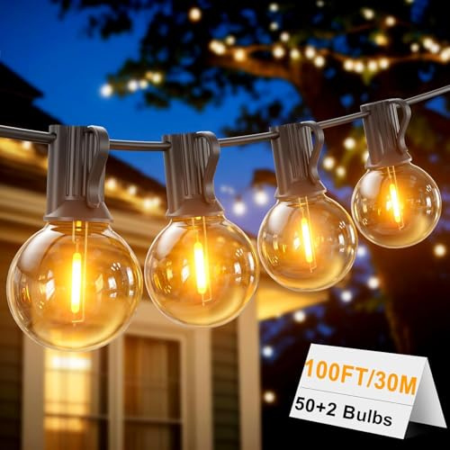 LONIUTO Guirnalda Luces Exterior 30M, G40 Guirnaldas Exterior LED con 50+2 Guirnalda Bombillas, Impermeable IP45, 2700K Blanco Cálido Luces Terraza para Jardín Patio Fiesta Boda